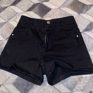 Women’s black denim shorts